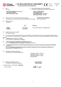 Prima pagină: Declarație de conformitate CE CP8854-2 Pachet 18V