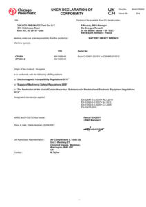 Prima pagină: Declarație de conformitate UKCA CP8854-2 Pachet 18V