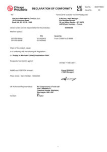 Prima pagină: Declarație de conformitate UKCA CP3750-085AB