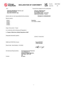 Prima pagină: Declarație de conformitate UKCA CP2621