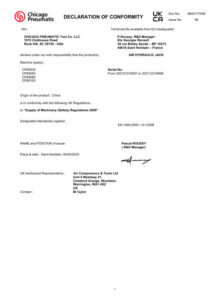 Prima pagină: Declarație de conformitate UKCA CP85080