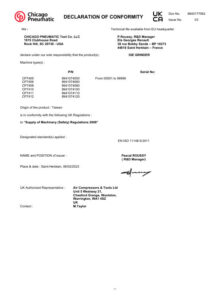 Prima pagină: Declarație de conformitate UKCA CP7405