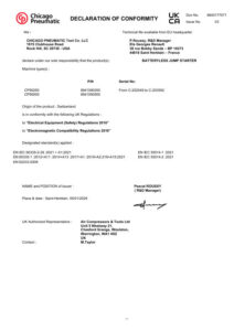 Prima pagină: Declarație de conformitate UKCA CP90500