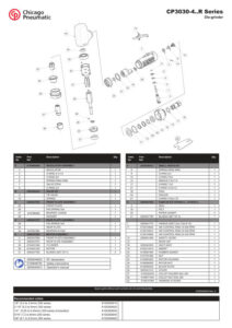 Prima pagină: Vedere explodată și lista de piese CP3030-424R