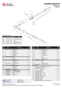 Prima pagină: Vedere explodată și lista de piese CP5080-5220H18