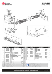 Prima pagină: Vedere explodată și lista de piese B23
