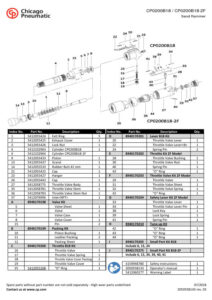 Prima pagină: Vedere explodată și lista de piese CP0200B18-2F