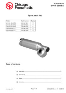 Prima pagină: Vedere explodată și lista de piese Motor pneumatic ATEX 2H410-90-ATEX
