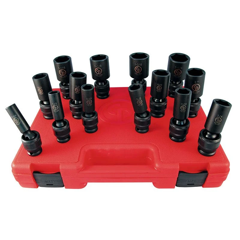 SS4014DU 1/2"DR 14PC SAE DP UNIV IMP SET — Chicago Pneumatic 8940164468