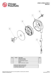 Prima pagină: Vedere explodată și lista de piese Balansier CP9913, 2,0–3,0 kg (4,4–6,6 lb)