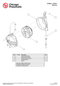 Prima pagină: Vedere explodată și lista de piese Balansier CP9969, 65,0–75,0 kg (143,3–165,3 lb)