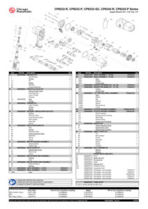 Prima pagină: Vedere explodată și lista de piese CP8222-R