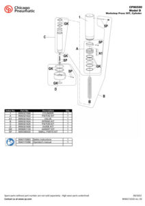 Prima pagină: Vedere explodată și lista de piese — 2/3 CP86501 SUA