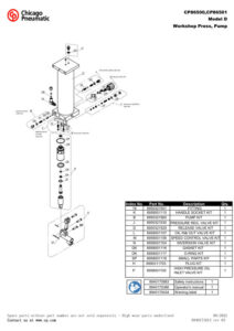 Prima pagină: Vedere explodată și lista de piese — 1/3 CP86501 SUA
