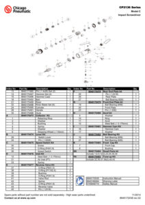 Prima pagină: Vedere explodată și lista de piese CP2136