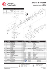Prima pagină: Vedere explodată și lista de piese CP825C