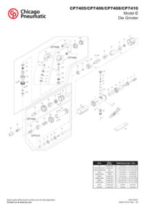 Prima pagină: Vedere explodată și lista de piese CP7405