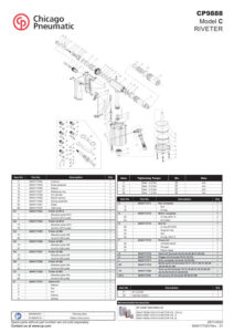 Prima pagină: Vedere explodată și lista de piese — 1/2 CP9888 - Nituitor pneumatic
