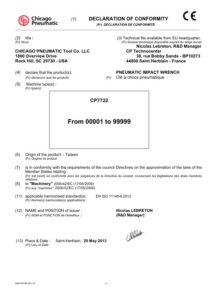 Prima pagină: Declarație de conformitate CE CP7722