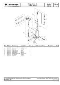 Prima pagină: Vedere explodată și lista de piese Cric butelie hidraulic 2 t Rodcraft MGN 2