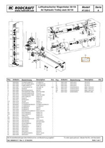 Prima pagină: Vedere explodată și lista de piese — 2/2 Cric hidraulic pneumatic Rodcraft ATJ30-2