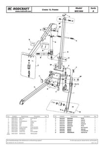 Prima pagină: Vedere explodată și lista de piese — 2/2 Macara de atelier Rodcraft WK1000