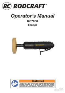 Prima pagină: Manual de utilizare Mașină pneumatică cu disc radieră pentru folii Rodcraft RC7038