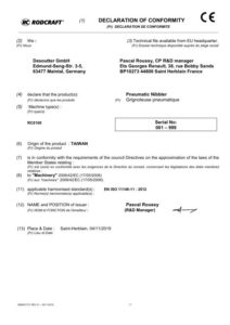Prima pagină: Declarație de conformitate CE Nibbler pneumatic pentru tablă Rodcraft RC6100