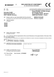 Prima pagină: Declarație de conformitate CE Ciocan pneumatic cu ace Rodcraft RC5620