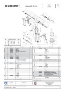 Prima pagină: Vedere explodată și lista de piese Pistol de nituit pneumatic Rodcraft RC6738