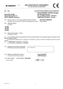 Prima pagină: Declarație de conformitate CE Clichet pneumatic 1/2″ Rodcraft RC3678