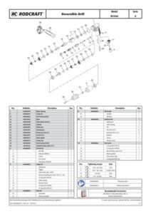 Prima pagină: Vedere explodată și lista de piese Mașină de găurit pneumatică Rodcraft RC4560