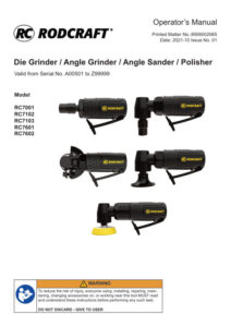 Prima pagină: Manual de utilizare Polizor drept pneumatic mini Rodcraft RC7001