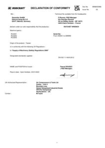 Prima pagină: Declarație de conformitate UKCA Clichet pneumatic mini multifuncțional Rodcraft RC3202