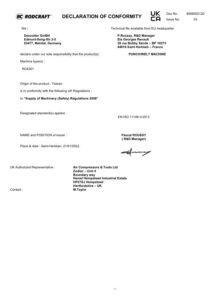 Prima pagină: Declarație de conformitate UKCA Clește pneumatic de perforat și fălțuit Rodcraft RC6301