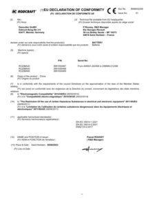 Prima pagină: Declarație de conformitate CE Acumulator 18 V 6 Ah Rodcraft RC20BA60