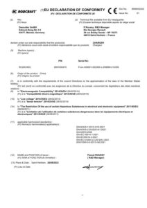 Prima pagină: Declarație de conformitate CE Încărcător rapid 18 V Rodcraft RC20CHEU