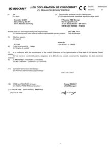 Prima pagină: Declarație de conformitate CE Polizor pneumatic de debitare 75 mm cu cap articulat Rodcraft RC7199
