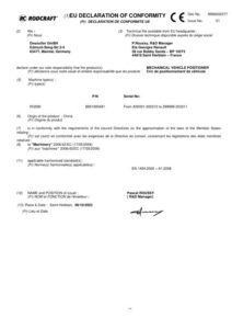 Prima pagină: Declarație de conformitate CE Cărucior de manevrare autoturisme Rodcraft RG590