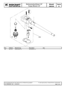 Prima pagină: Vedere explodată și lista de piese Cheie dinamometrică 1/2″ Rodcraft DMS200