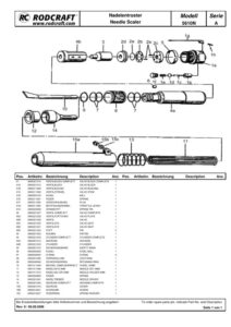 Prima pagină: Vedere explodată și lista de piese — 2/4 Ciocan pneumatic cu ace și daltă Rodcraft RC5610