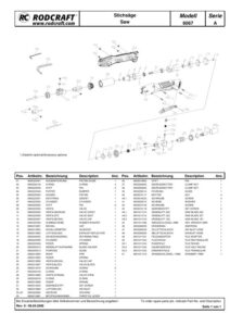 Prima pagină: Vedere explodată și lista de piese Fierăstrău pneumatic pentru tablă Rodcraft RC6067