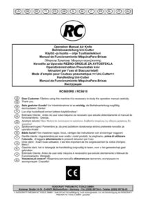 Prima pagină: Manual de utilizare Cuțit pneumatic oscilant pentru parbrize de camioane și autobuze Rodcraft RC6610