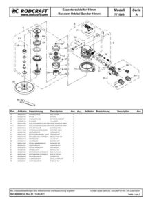 Prima pagină: Vedere explodată și lista de piese Șlefuitor pneumatic cu excentric 150 mm Rodcraft RC7710V6