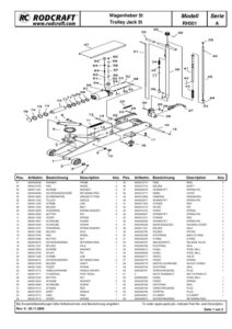 Prima pagină: Vedere explodată și lista de piese Cric crocodil 5 t Rodcraft RH501